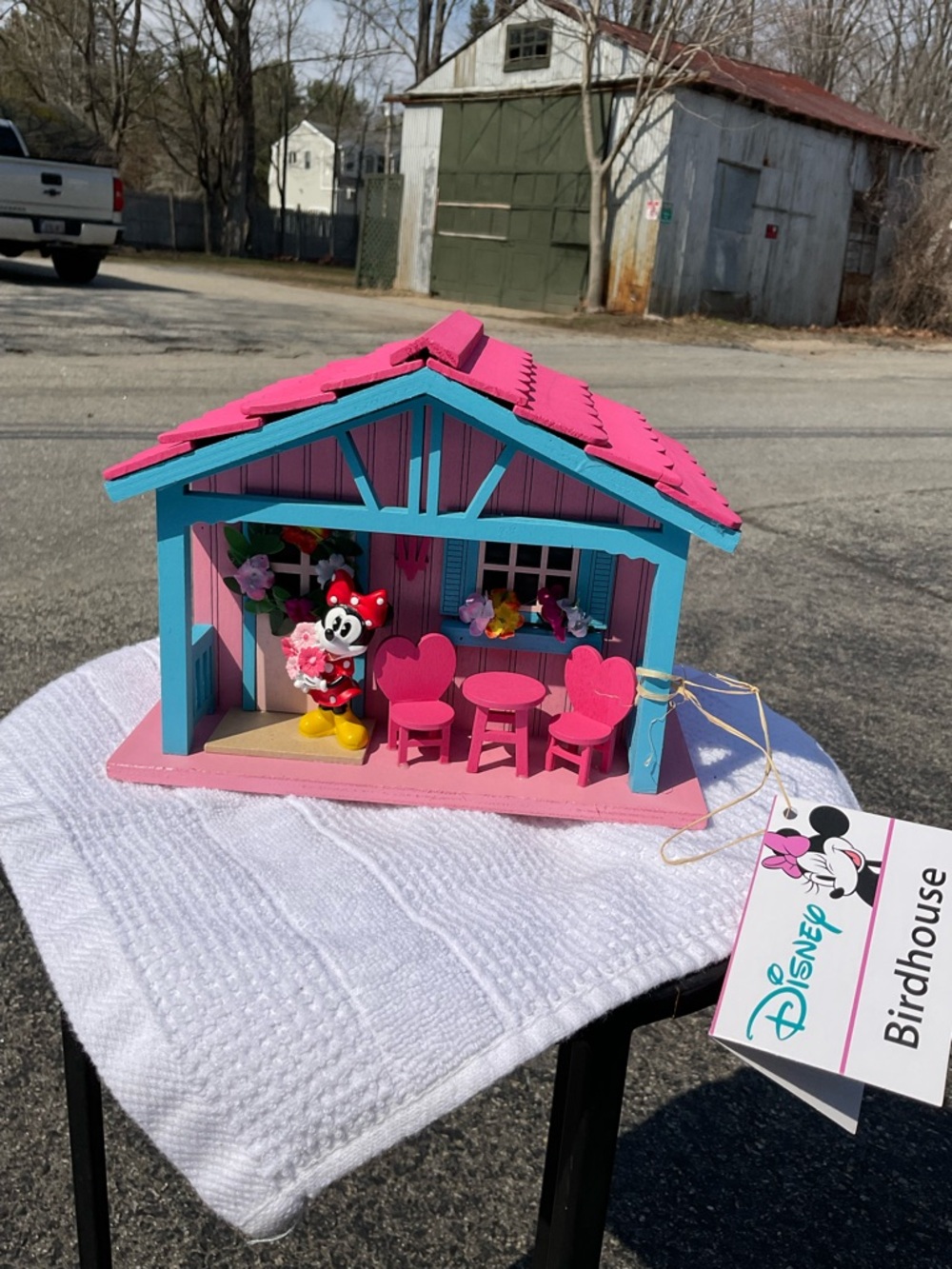 Disney Pink and Turquoise Minnie Mouse Decorative Birdhouse